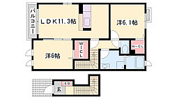 サニーレジデンス御着A 2LDKの間取図画像