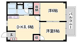 アネックス今在家 2DKの間取図画像