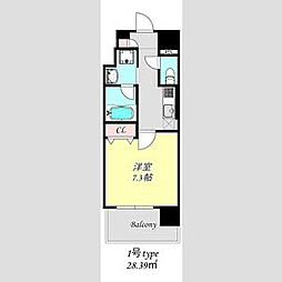 グランネクサス船橋町 1Kの間取図画像