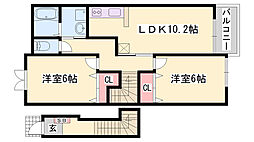 ヴィラ・ポポラーレ2 2LDKの間取図画像