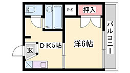 ヒューマンハイツ 1DKの間取図画像