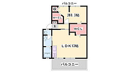 ハイツサンライフB 1LDKの間取図画像