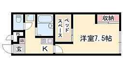 レオパレスサンライズ 1Kの間取図画像