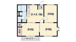 リバティ田寺 3DKの間取図画像