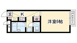 レオパレスフジワラ 1Kの間取図画像