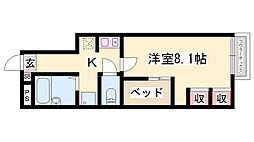 レオパレスジゥイール富永 1Kの間取図画像