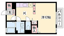 リビングタウン古坂弐番館 1Kの間取図画像