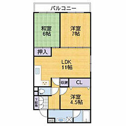 アルコラカーサ姫路土山 3LDKの間取図画像