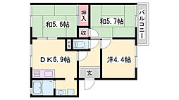 ガーデンハイツ緑ケ丘2E 3DKの間取図画像