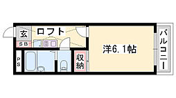 レオパレス若葉 1Kの間取図画像