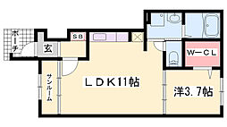 バーミィガーデン2 1LDKの間取図画像
