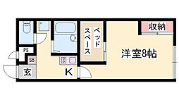 レオパレスコーフー 1Kの間取図画像