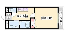 アーバンレジデンス東加古川 1Kの間取図画像
