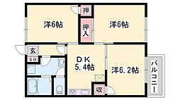 ソレイユ西本パート1A棟 3DKの間取図画像