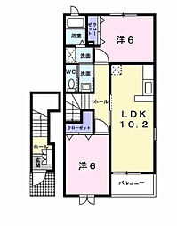 ウィルヴェスティージ弐番館 2LDKの間取図画像