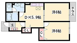 クリース2 2DKの間取図画像