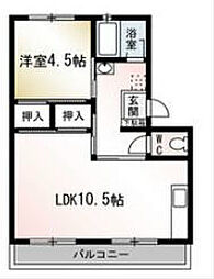 山口マンション 1LDKの間取図画像