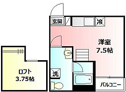 メゾンボヌール ワンルームの間取図画像