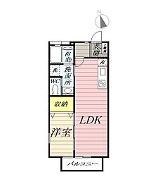 ラフール湘南 1LDKの間取図画像