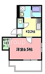 クレール茅ヶ崎 1Kの間取図画像