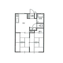 YSハイツ 2DKの間取図画像