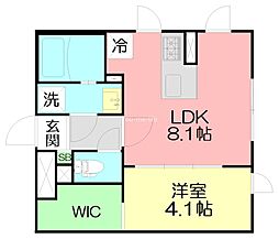 fleurs de cerisier 1LDKの間取図画像