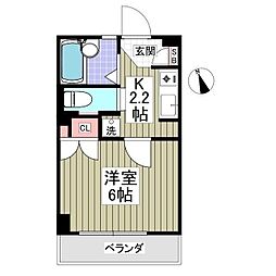 マルヴィエント 1Kの間取図画像