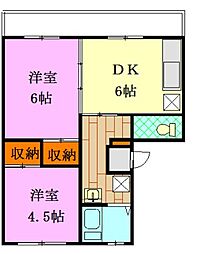 山口マンション 1LDKの間取図画像