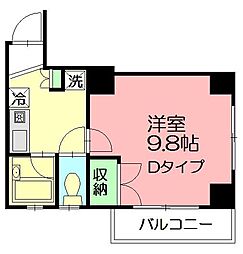 オンデーヌ湘南 1Kの間取図画像