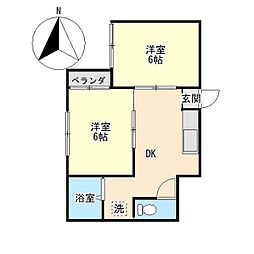 ミツミハイム 2DKの間取図画像