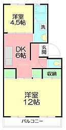 サンハイツ諏訪前 2LDKの間取図画像