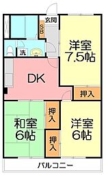 エステート萩園 3DKの間取図画像