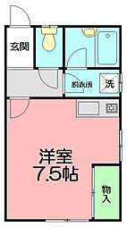 ハイツ中田 ワンルームの間取図画像