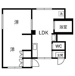 コーポラス華 2DKの間取図画像