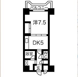 ドミ18ロイヤル 1DKの間取図画像