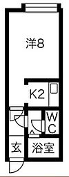 ノースランド西町A 1Kの間取図画像