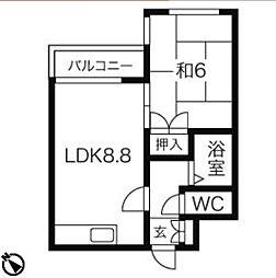 プレサント琴似1-3 1LDKの間取図画像