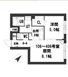 グランメール宮の沢駅 1LDKの間取図画像