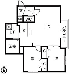 札幌市中央区北九条西18丁目マンション 2LDKの間取図画像