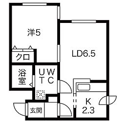 ポルトフィーノW18 1LDKの間取図画像