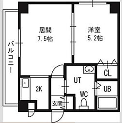 グランカーサ南11条 1LDKの間取図画像