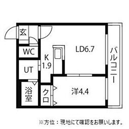 グランドサクセス琴似 1LDKの間取図画像