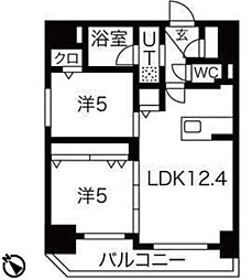 ラ・ソレイユ南2条 2LDKの間取図画像