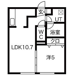 ブロッサム琴似 1LDKの間取図画像