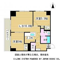 リシェール南郷通 2LDKの間取図画像