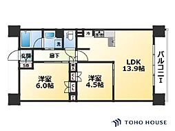 ブランニード阪急水無瀬 2LDKの間取図画像