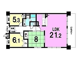 メゾンドールウイングヒルズ3番館 3LDKの間取図画像