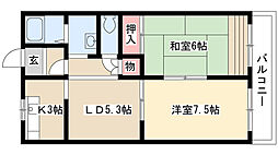 フィエラ山崎川 2LDKの間取図画像