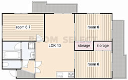池洞マンション北棟 3LDKの間取図画像