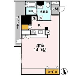 カスタリア伏見 ワンルームの間取図画像